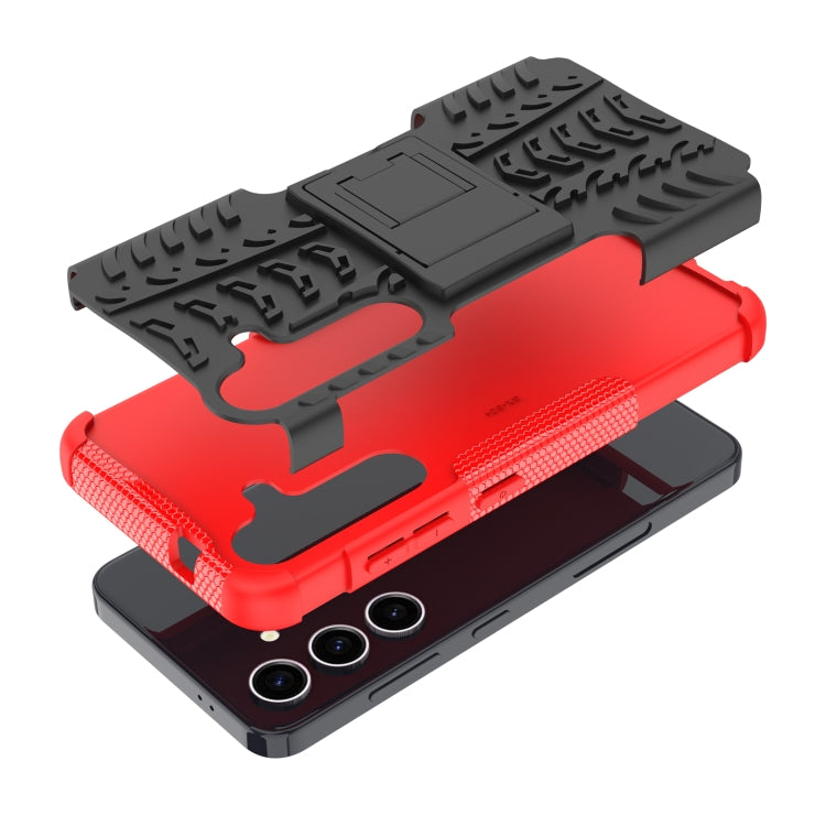For Samsung Galaxy S24 5G Tire Texture TPU + PC Phone Case with Holder(Red) - Galaxy S24 5G Cases by PMC TechLife | Online Shopping South Africa | PMC TechLife