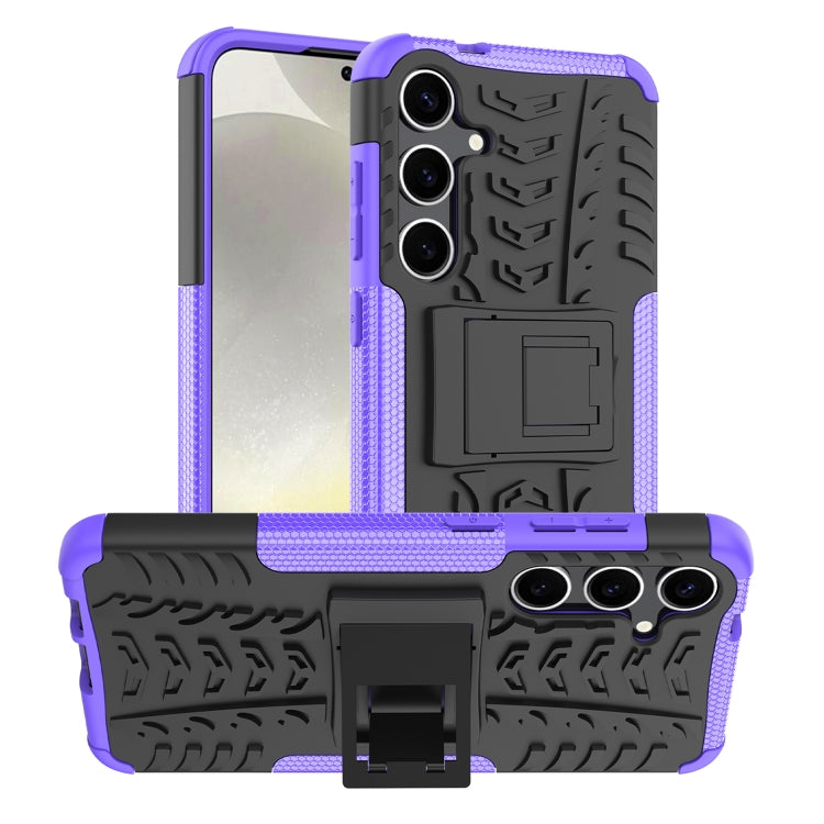 For Samsung Galaxy S24+ Tire Texture TPU + PC Phone Case with Holder(Purple) - Galaxy S24+ 5G Cases by PMC TechLife | Online Shopping South Africa | PMC TechLife