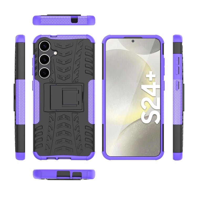 For Samsung Galaxy S24+ Tire Texture TPU + PC Phone Case with Holder(Purple) - Galaxy S24+ 5G Cases by PMC TechLife | Online Shopping South Africa | PMC TechLife