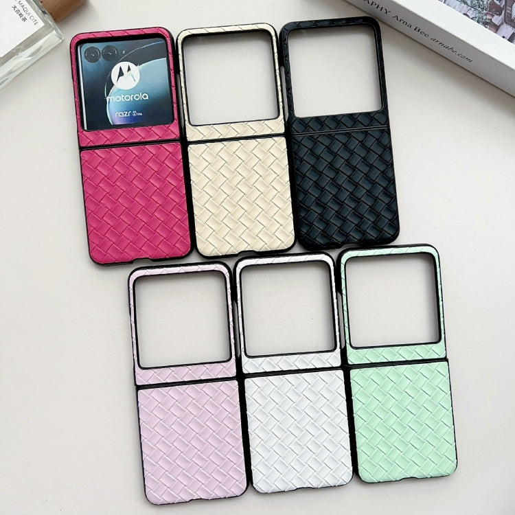 For Motorola Razr 40 Ultra Woven Texture Folding PU Phone Case(Gold) - Motorola Cases by PMC TechLife | Online Shopping South Africa | PMC TechLife | Buy Now Pay Later Mobicred