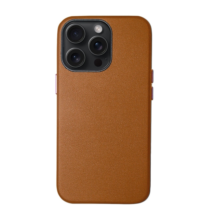 For iPhone 15 Pro Lamb Grain PU Back Cover Phone Case(Brown) - iPhone 15 Pro Cases by PMC TechLife | Online Shopping South Africa | PMC TechLife