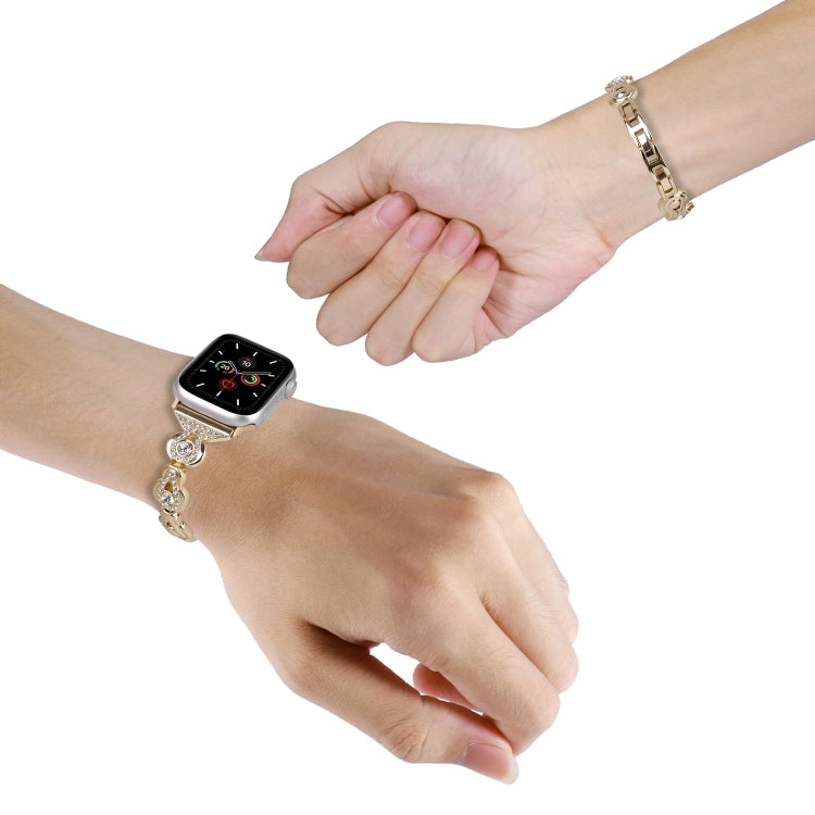 For Apple Watch Series 8 45mm Gourd Diamond Metal Watch Band(Gold) - free shipping - PMC TechLife - Order now!