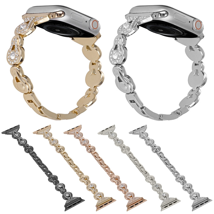 For Apple Watch Series 4 40mm Gourd Diamond Metal Watch Band(Gold) - free shipping - PMC TechLife - Order now!