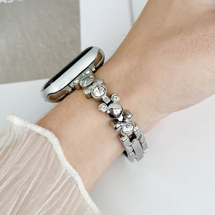 For Apple Watch Ultra 49mm Metal Diamond Bear Chain Watch Band(Silver) - free shipping - PMc TechLife - Order now!