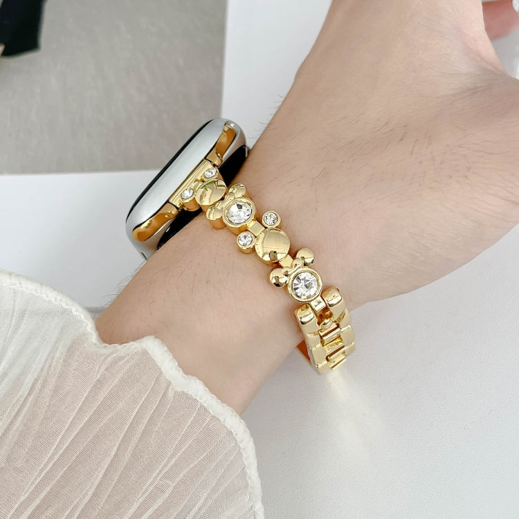For Apple Watch Series 7 45mm Metal Diamond Bear Chain Watch Band(Gold) - free shipping - PMc TechLife - Order now!