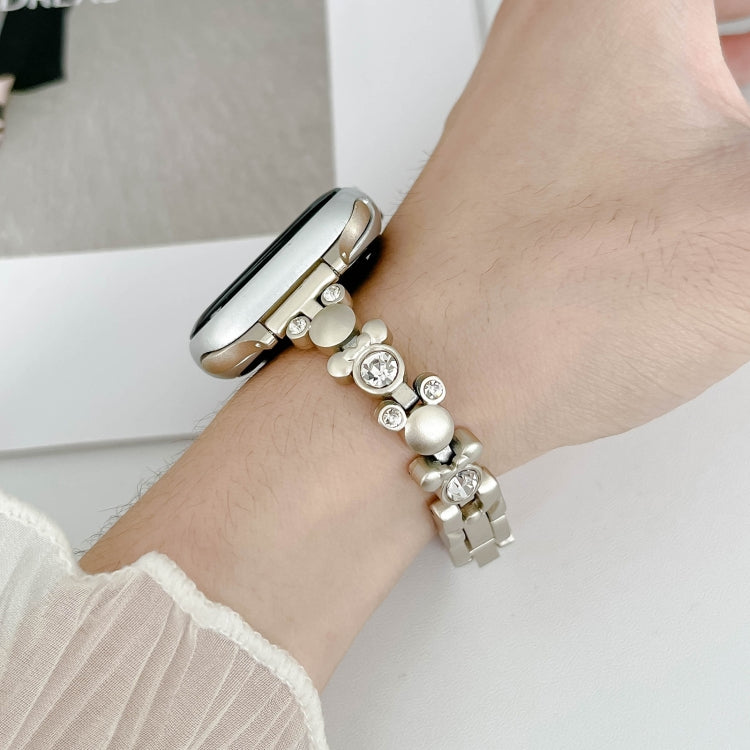 For Apple Watch SE 44mm Metal Diamond Bear Chain Watch Band(Starlight) - free shipping - PMc TechLife - Order now!