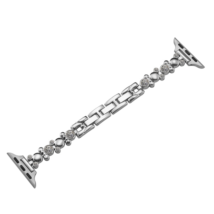 For Apple Watch Series 5 40mm Metal Diamond Bear Chain Watch Band(Silver) - free shipping - PMc TechLife - Order now!