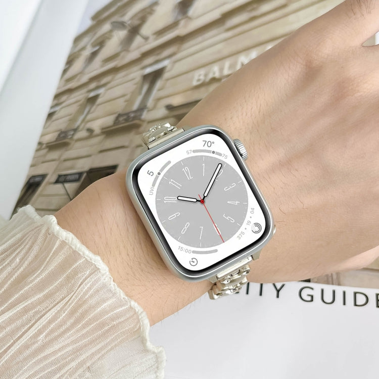For Apple Watch Series 6 40mm Metal Diamond Bear Chain Watch Band(Silver) - Watch Bands by PMC TechLife | Online Shopping South Africa | PMC TechLife