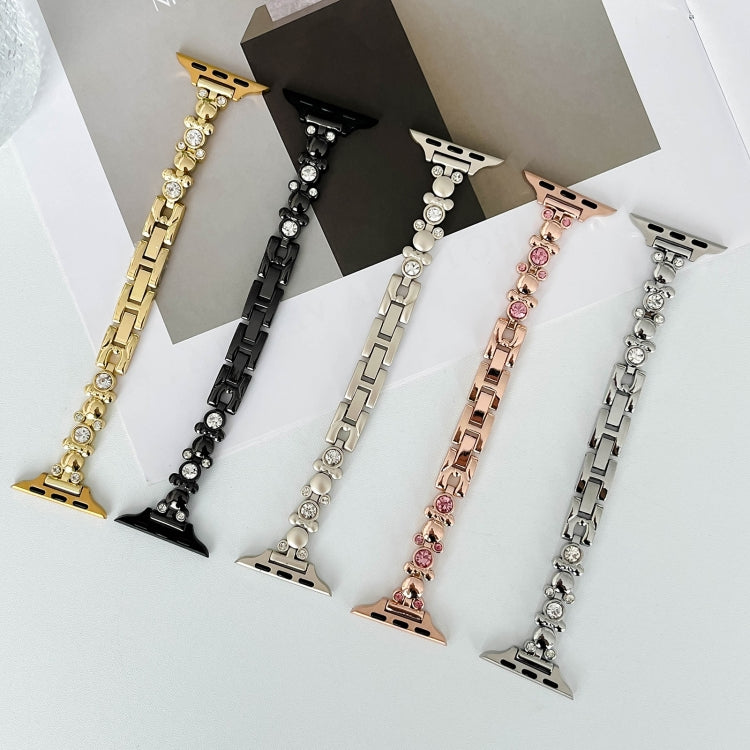 For Apple Watch Series 7 45mm Metal Diamond Bear Chain Watch Band(Gold) - free shipping - PMc TechLife - Order now!