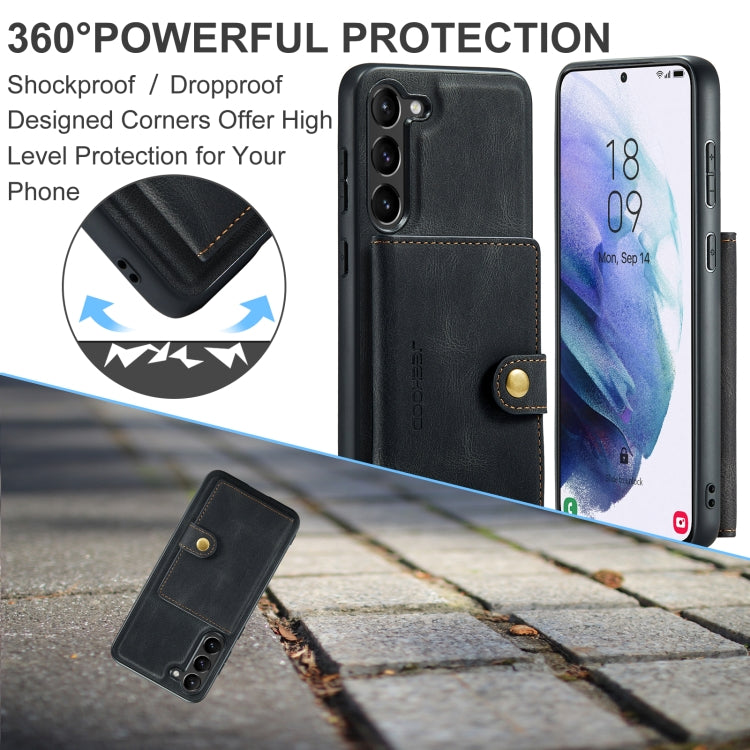 For Samsung Galaxy S24 5G JEEHOOD J01 Retro Magnetic Detachable Wallet Phone Case(Black) - free shipping - PMC Jewellery - Order now!