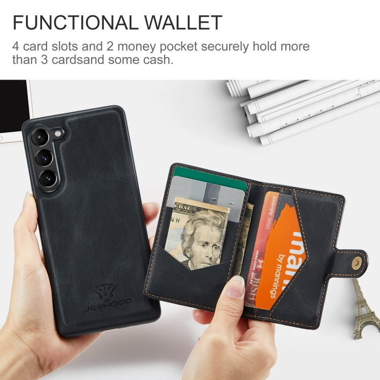 For Samsung Galaxy S24 5G JEEHOOD J01 Retro Magnetic Detachable Wallet Phone Case(Black) - free shipping - PMC Jewellery - Order now!