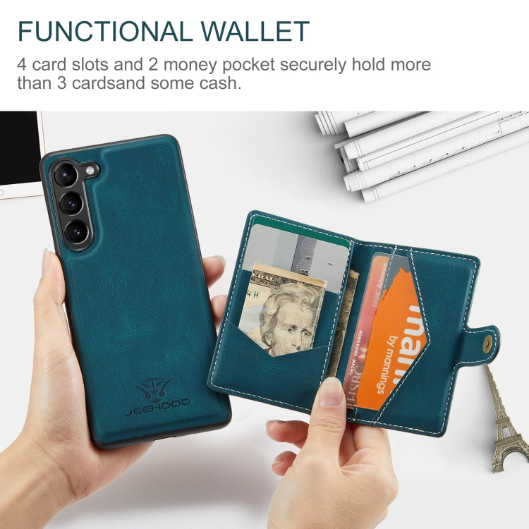 For Samsung Galaxy S24 5G JEEHOOD J01 Retro Magnetic Detachable Wallet Phone Case(Blue) - free shipping - PMC Jewellery - Order now!