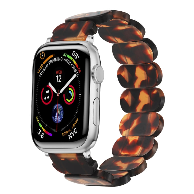For Apple Watch Series 9 41mm Stretch Rope Resin Watch Band(Tortoiseshell) - Watch Bands by PMC TechLife | Online Shopping South Africa | PMC TechLife