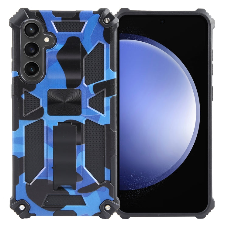 For Samsung Galaxy S24+ 5G Camouflage Armor Kickstand TPU + PC Magnetic Phone Case(Dark Blue) - Galaxy S24+ 5G Cases by PMC TechLife | Online Shopping South Africa | PMC TechLife