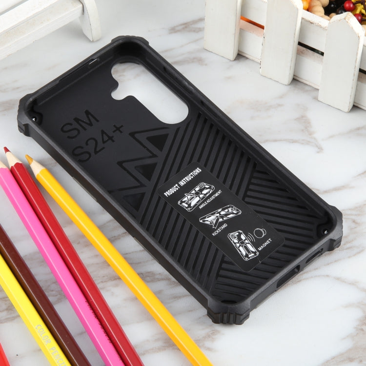 For Samsung Galaxy S24+ 5G Camouflage Armor Kickstand TPU + PC Magnetic Phone Case(Light Blue) - Galaxy S24+ 5G Cases by PMC TechLife | Online Shopping South Africa | PMC TechLife