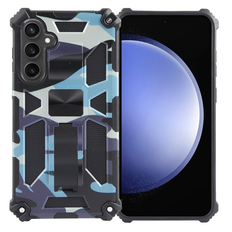 For Samsung Galaxy S24 5G Camouflage Armor Kickstand TPU + PC Magnetic Phone Case(Light Blue) - Galaxy S24 5G Cases by PMC TechLife | Online Shopping South Africa | PMC TechLife