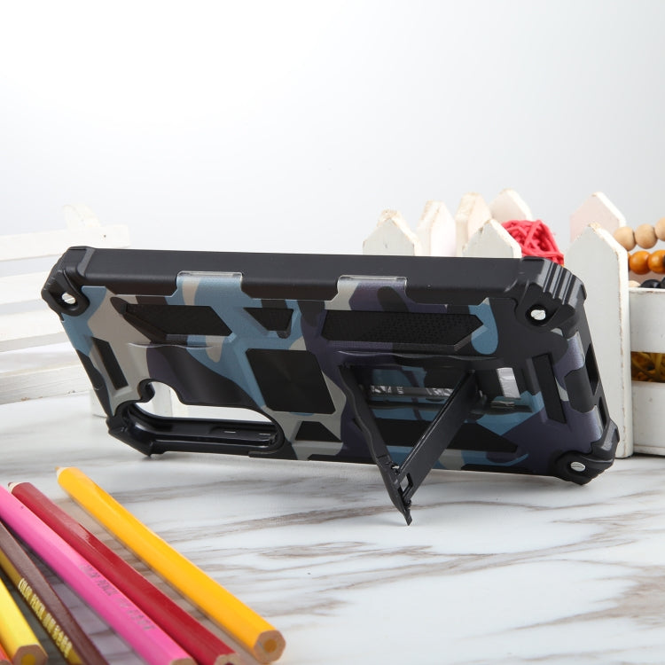 For Samsung Galaxy S24 5G Camouflage Armor Kickstand TPU + PC Magnetic Phone Case(Light Blue) - Galaxy S24 5G Cases by PMC TechLife | Online Shopping South Africa | PMC TechLife