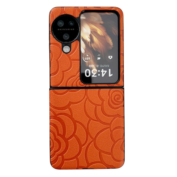 For OPPO Find N3 Flip Impression Flower Pattern Protective Phone Case(Orange) - Find N3 Flip Cases by PMC TechLife | Online Shopping South Africa | PMC TechLife | Buy Now Pay Later Mobicred