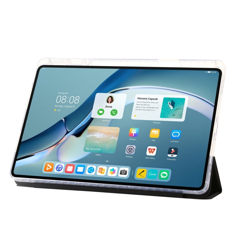 For Huawei Matepad 11 Pro 2024 Clear Acrylic 3-Fold Leather Tablet Case(Black) - Huawei by PMC Jewellery | Online Shopping South Africa | PMC Jewellery | Buy Now Pay Later Mobicred