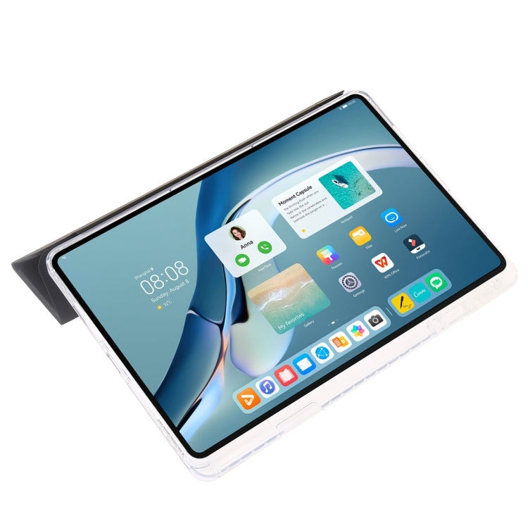 For Huawei Matepad 11 Pro 2024 Clear Acrylic 3-Fold Leather Tablet Case(Black) - Huawei by PMC Jewellery | Online Shopping South Africa | PMC Jewellery | Buy Now Pay Later Mobicred