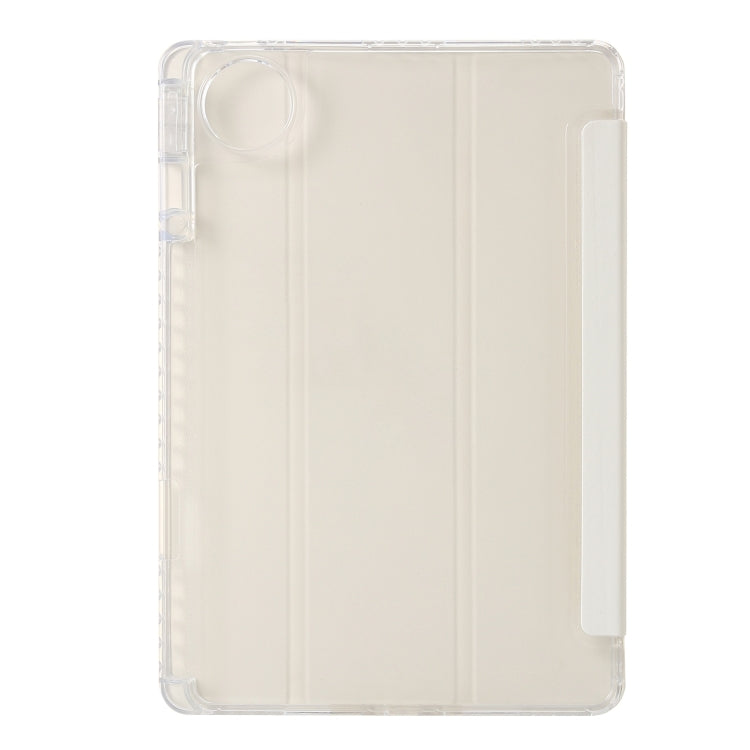 For Huawei Matepad 11 Pro 2024 Clear Acrylic 3-Fold Leather Tablet Case(White) - Huawei by PMC Jewellery | Online Shopping South Africa | PMC Jewellery | Buy Now Pay Later Mobicred