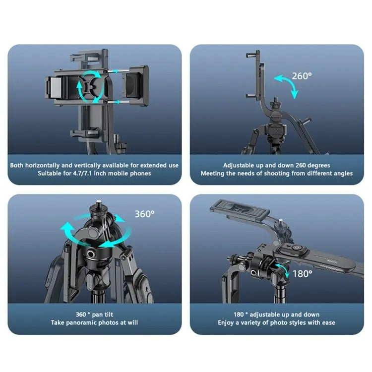 YESIDO SF17 Multifunctional Retractable Metal Tripod Stand Selfie Stick for Cell Phones Camera(Black) - free shipping - PMC Jewellery - Order now!