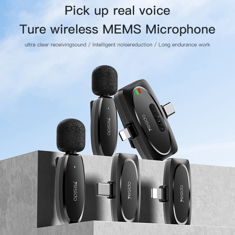 YESIDO KR11 Low-latency Wireless Lavalier Microphone with Type-C Receiver(Black) - Microphone by Yesido | Online Shopping South Africa | PMC TechLife | Buy Now Pay Later Mobicred