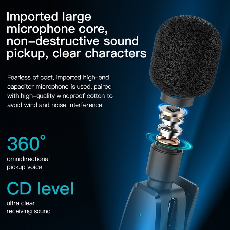 YESIDO KR12 Low-latency Wireless Lavalier Microphone with 8 Pin Receiver(Black) - Microphone by Yesido | Online Shopping South Africa | PMC TechLife | Buy Now Pay Later Mobicred