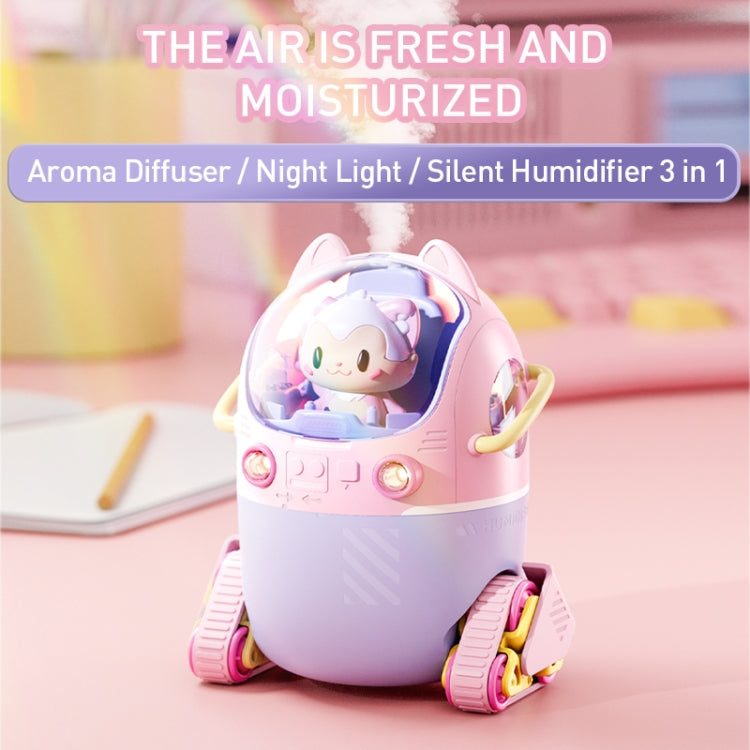 MJ066 220ML Portable Desktop Cute Cartoon Tank Car Air Humidifier with LED Lights, Model:USB(Pink) - free shipping - PMC TechLife - Order now!
