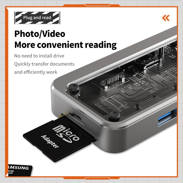 SW8V 8 in 1 Type-C to USB + HDMI + RJ45 + SD/TF HUB Docking Station(Grey) - USB HUB by PMC Jewellery | Online Shopping South Africa | PMC Jewellery | Buy Now Pay Later Mobicred