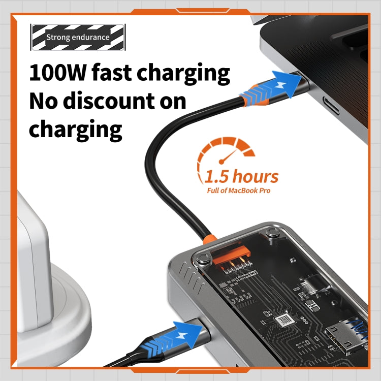 SW8V 8 in 1 Type-C to USB + HDMI + RJ45 + SD/TF HUB Docking Station(Grey) - USB HUB by PMC Jewellery | Online Shopping South Africa | PMC Jewellery | Buy Now Pay Later Mobicred