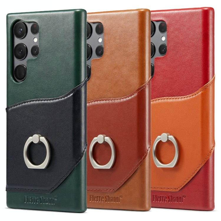 For Samsung Galaxy S24 Ultra 5G Fierre Shann Oil Wax Texture Genuine Leather Back Phone Case(Red) - free shipping - PMC Jewellery - Order now!