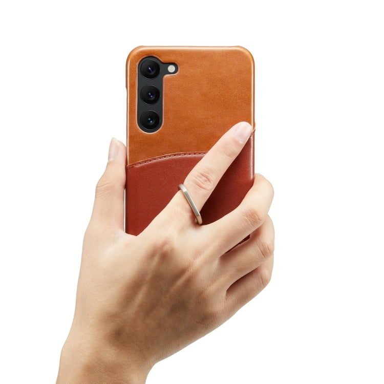 For Samsung Galaxy S24 5G Fierre Shann Oil Wax Texture Genuine Leather Back Phone Case(Brown) - free shipping - PMC Jewellery - Order now!