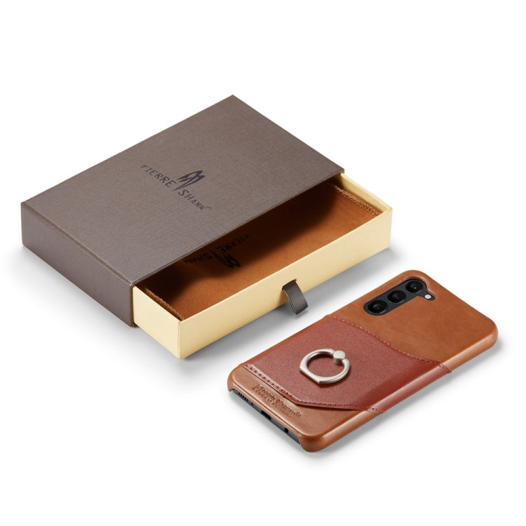 For Samsung Galaxy S24 5G Fierre Shann Oil Wax Texture Genuine Leather Back Phone Case(Brown) - free shipping - PMC Jewellery - Order now!