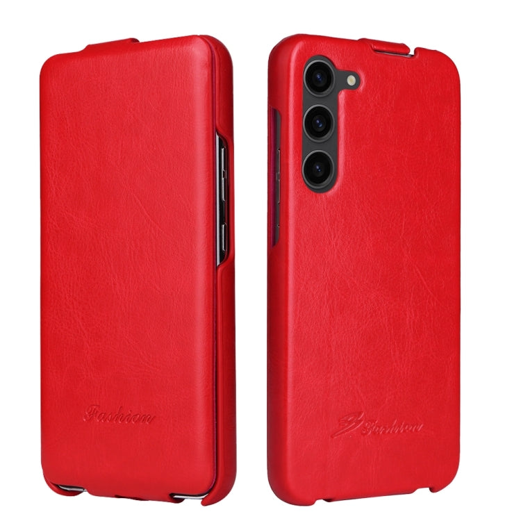 For Samsung Galaxy S24+ 5G Fierre Shann 64 Texture Vertical Flip PU Leather Phone Case(Red) - free shipping - PMC Jewellery - Order now!