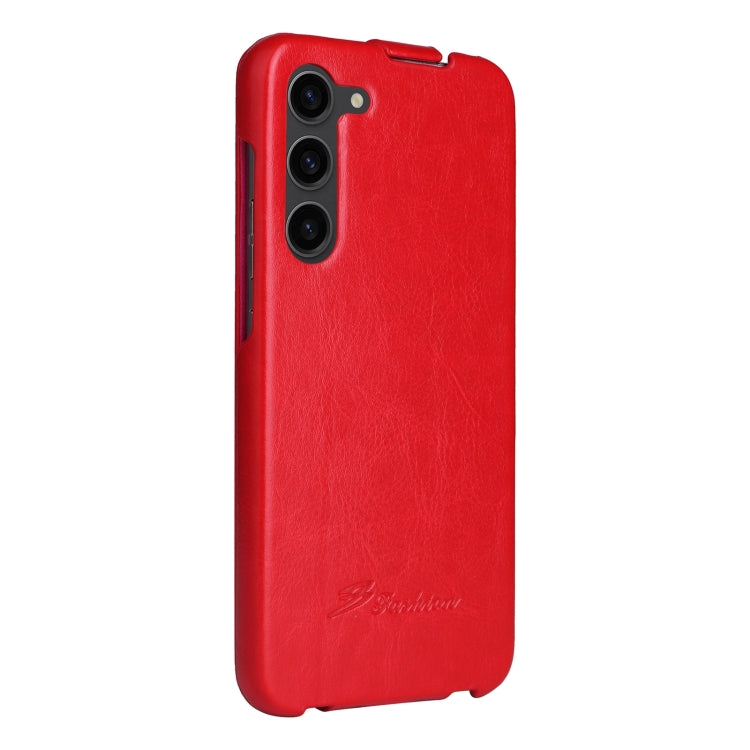 For Samsung Galaxy S24+ 5G Fierre Shann 64 Texture Vertical Flip PU Leather Phone Case(Red) - free shipping - PMC Jewellery - Order now!