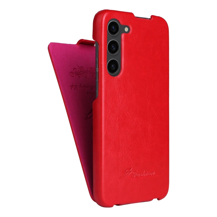 For Samsung Galaxy S24+ 5G Fierre Shann 64 Texture Vertical Flip PU Leather Phone Case(Red) - free shipping - PMC Jewellery - Order now!
