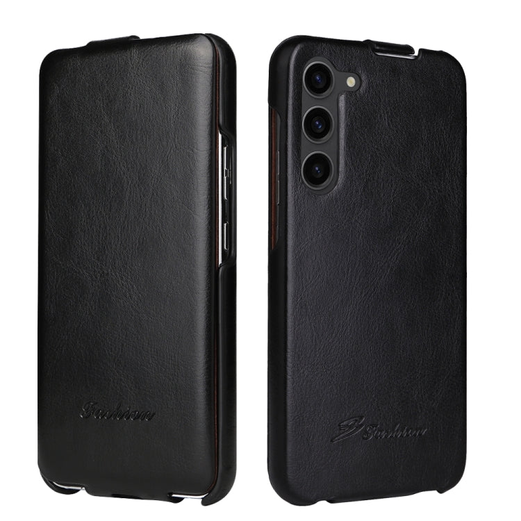For Samsung Galaxy S24 5G Fierre Shann 64 Texture Vertical Flip PU Leather Phone Case(Black) - free shipping - PMC Jewellery - Order now!