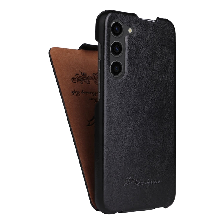 For Samsung Galaxy S24 5G Fierre Shann 64 Texture Vertical Flip PU Leather Phone Case(Black) - free shipping - PMC Jewellery - Order now!