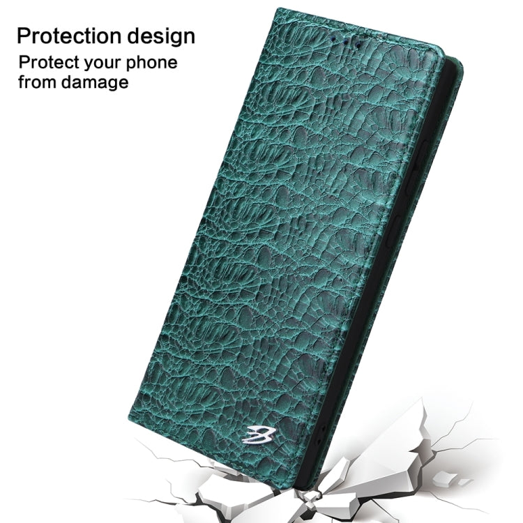 For Samsung Galaxy S24 Ultra 5G Fierre Shann Crocodile Texture Magnetic Genuine Leather Phone Case(Green) - Galaxy S24 Ultra 5G Cases by FIERRE SHANN | Online Shopping South Africa | PMC Jewellery | Buy Now Pay Later Mobicred
