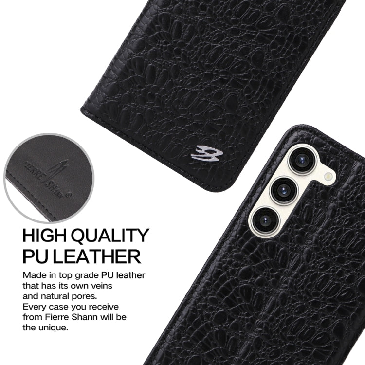 For Samsung Galaxy S24+ 5G Fierre Shann Crocodile Texture Magnetic Genuine Leather Phone Case(Black) - Galaxy S24+ 5G Cases by FIERRE SHANN | Online Shopping South Africa | PMC Jewellery | Buy Now Pay Later Mobicred