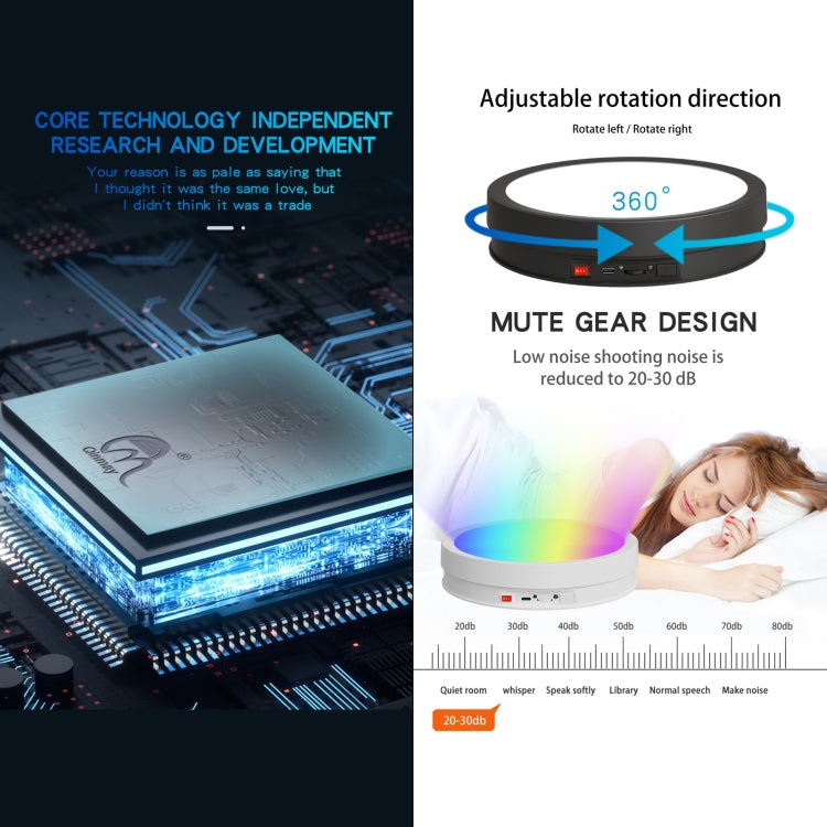 22cm Colorful LED Light Electric Rotating Display Stand Turntable, Style:Battery Charging(Black) -  by PMC TechLife | Online Shopping South Africa | PMC TechLife | Buy Now Pay Later Mobicred