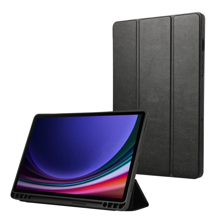 For Samsung Galaxy Tab  S10 FE / S9 FE 3-Fold Pure Color TPU Leather Tablet Case with Pen Slot(Black) - Galaxy Tab S9 FE by PMC TechLife | Online Shopping South Africa | PMC TechLife | Buy Now Pay Later Mobicred