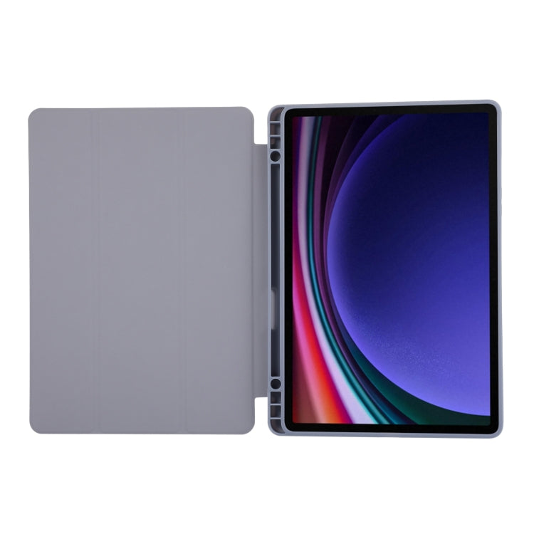 For Samsung Galaxy Tab S9 FE 3-Fold Pure Color TPU Leather Tablet Case with Pen Slot(Lavender) - Galaxy Tab S9 FE by PMC TechLife | Online Shopping South Africa | PMC TechLife