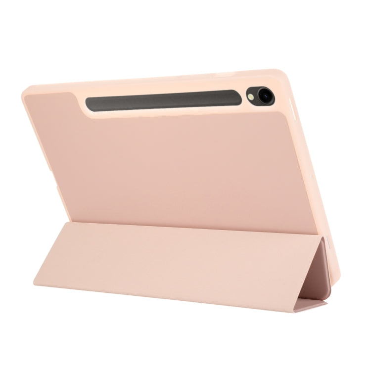 For Samsung Galaxy Tab  S10 FE / S9 FE 3-Fold Pure Color TPU Leather Tablet Case with Pen Slot(Pink) - Galaxy Tab S9 FE by PMC TechLife | Online Shopping South Africa | PMC TechLife | Buy Now Pay Later Mobicred