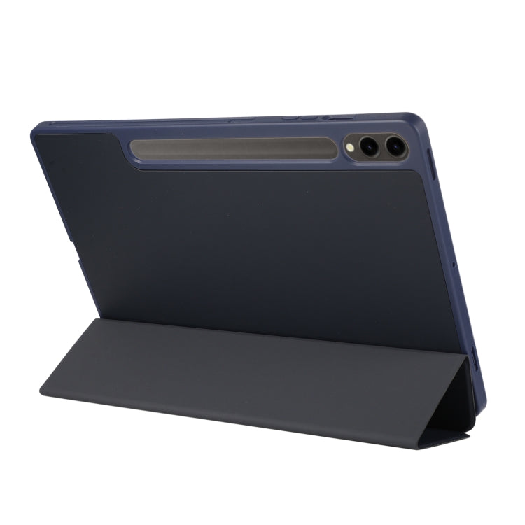 For Samsung Galaxy Tab S9+ 3-Fold Pure Color TPU Leather Tablet Case with Pen Slot(Dark Blue) - Galaxy Tab S9+ Cases by PMC TechLife | Online Shopping South Africa | PMC TechLife