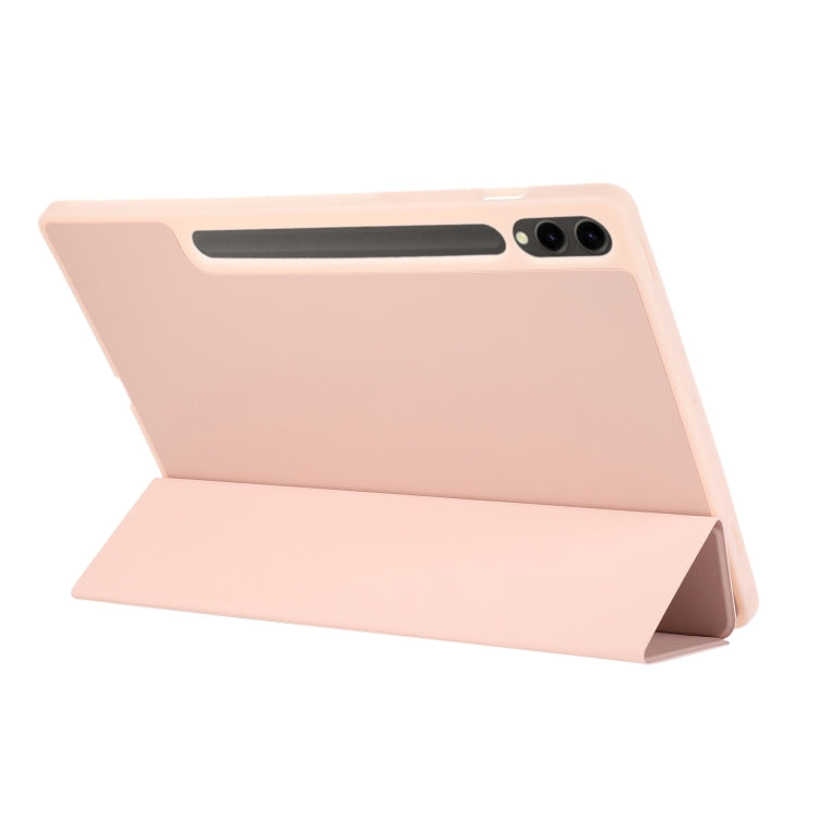 For Samsung Galaxy Tab S9+ 3-Fold Pure Color TPU Leather Tablet Case with Pen Slot(Pink) - Galaxy Tab S9+ Cases by PMC TechLife | Online Shopping South Africa | PMC TechLife
