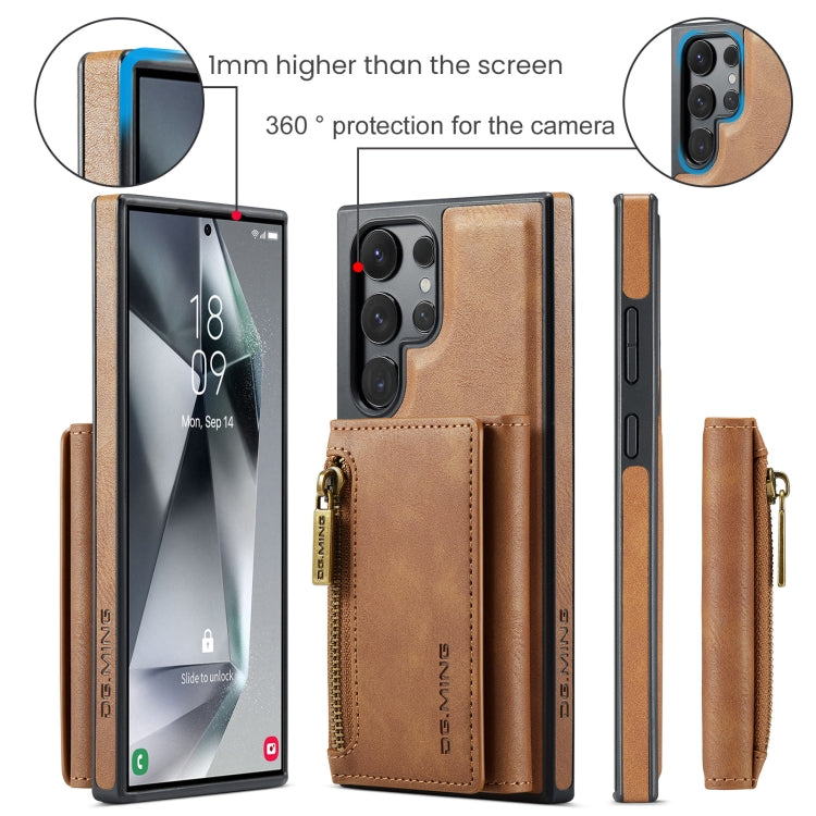 For Samsung Galaxy S24 Ultra 5G DG.MING M5 Series Zip RFID Multi Card Detachable Leather Phone Case(Brown) - free shipping - PMC Jewellery - Order now!