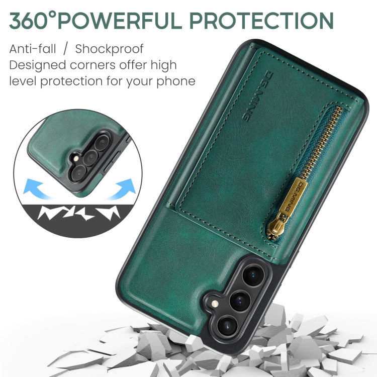 For Samsung Galaxy S24 5G DG.MING M5 Series Zip RFID Multi Card Detachable Leather Phone Case(Green) - free shipping - PMC Jewellery - Order now!