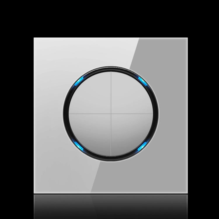 86mm Round LED Tempered Glass Switch Panel, Gray Round Glass, Style:Four Billing Control -  by PMC Jewellery | Online Shopping South Africa | PMC Jewellery | Buy Now Pay Later Mobicred